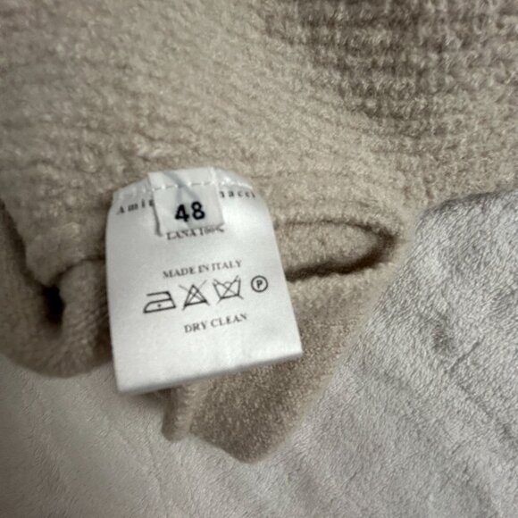 Amina Rubinacci Womens Wool Sweater Size 48 Beige Crew Neck Knit New Made Italy - Picture 4 of 8